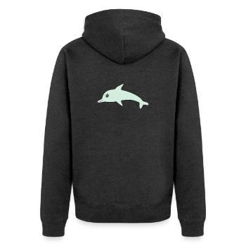 Delfin Delphine - Unisex Premium Bio Zip Hoodie - Anthrazit meliert - Hinten - Nico (187cm)