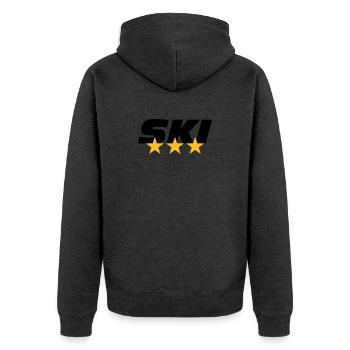 ski - Unisex Premium Organic Zip Hoodie - heather anthracite - Back - Nico (187cm)