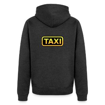 Taxi Schild - Unisex Premium Bio Zip Hoodie - Anthrazit meliert - Hinten - Nico (187cm)