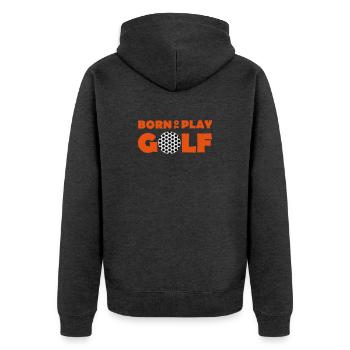 Born to play Golf - Unisex Premium Organic Zip Hoodie - heather anthracite - Back - Nico (187cm)