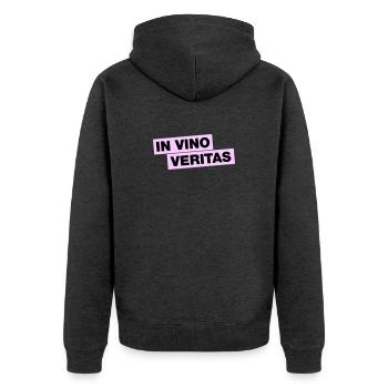 In Vino Veritas - Unisex Premium Bio Zip Hoodie - Anthrazit meliert - Hinten - Nico (187cm)