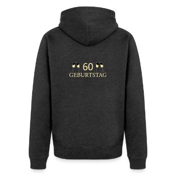 60.Geburtstag 60 Jahre - Unisex Premium Bio Zip Hoodie - Anthrazit meliert - Hinten - Nico (187cm)