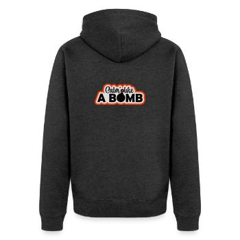 Calme comme une bombe Paradoxe Ironie Humour Blague explosive - Veste à capuche bio Premium Unisexe - anthracite chiné - Dos - Nico (187cm)
