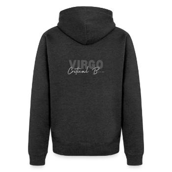 Virgo Critical B... - Unisex Premium Bio Zip Hoodie - Anthrazit meliert - Hinten - Nico (187cm)