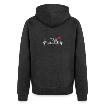 Wohnmobil camping t-shirt camper wohnwagen - Unisex Premium Bio Zip Hoodie - Anthrazit meliert - Hinten - Nico (187cm)