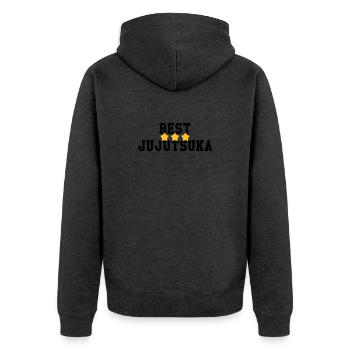 Jujutsu / Ju-jitsu / Jūjutsu / Kampfkünste / Kampf - Unisex Premium Bio Zip Hoodie - Anthrazit meliert - Hinten - Nico (187cm)