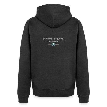 Alerta Antifascista! - Unisex Premium Bio Zip Hoodie - Anthrazit meliert - Hinten - Nico (187cm)