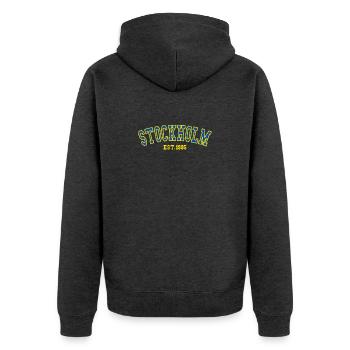 Stockholm Est.1995 - Unisex Premium Bio Zip Hoodie - Anthrazit meliert - Hinten - Nico (187cm)