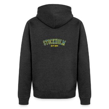 Stockholm Est.1975 - Unisex Premium Organic Zip Hoodie - heather anthracite - Back - Nico (187cm)