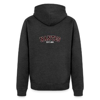 Nantes Est. 1985 - Unisex Premium Organic Zip Hoodie - heather anthracite - Back - Nico (187cm)