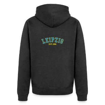 Leipzig Est. 1996 - Unisex Premium Organic Zip Hoodie - heather anthracite - Back - Nico (187cm)