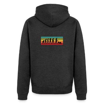Lustiges Rasenmähgeschenk für Landschaftsgärtner und Papa - Unisex Premium Bio Zip Hoodie - Anthrazit meliert - Hinten - Nico (187cm)