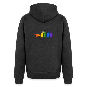 ASL Pride I - Pride Flag Colors - Unisex Premium Organic Zip Hoodie - heather anthracite - Back - Nico (187cm)