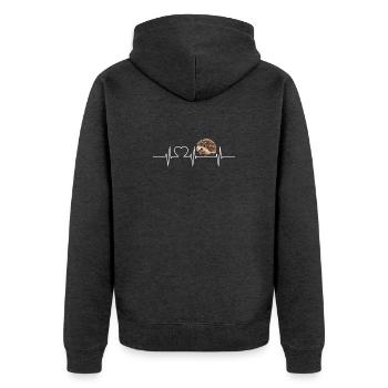 Igel - Unisex Premium Bio Zip Hoodie - Anthrazit meliert - Hinten - Nico (187cm)