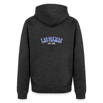 Las Palmas Gegründet 1985 - Unisex Premium Bio Zip Hoodie - Anthrazit meliert - Hinten - Nico (187cm)