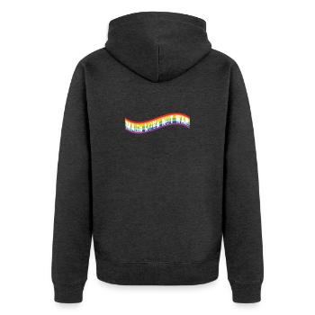 make love not war | Rainbow flag - Unisex Premium Bio Zip Hoodie - Anthrazit meliert - Hinten - Nico (187cm)