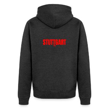 Stuttgart 0711 - Unisex Premium Bio Zip Hoodie - Anthrazit meliert - Hinten - Nico (187cm)