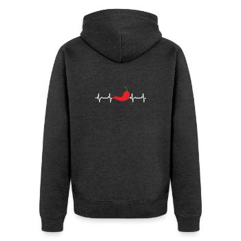 Pepperoni Herzschlag Chili Ekg Kochen - Unisex Premium Bio Zip Hoodie - Anthrazit meliert - Hinten - Nico (187cm)