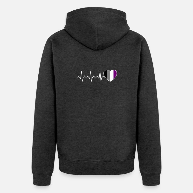 Ace Pride Heartbeat Asexuel - Veste à capuche bio Premium Unisexe - anthracite chiné