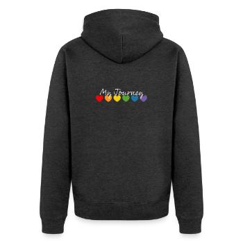 Cœur arc-en-ciel mon voyage blanc - Veste à capuche bio Premium Unisexe - anthracite chiné - Dos - Nico (187cm)
