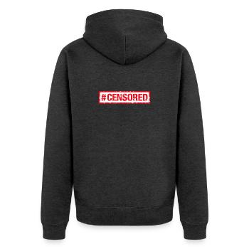 Censored Zensiert - Unisex Premium Bio Zip Hoodie - Anthrazit meliert - Hinten - Nico (187cm)