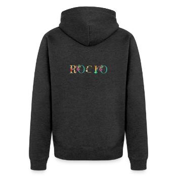 ROCIO name decorated with flowers - Unisex Premium Organic Zip Hoodie - heather anthracite - Back - Nico (187cm)