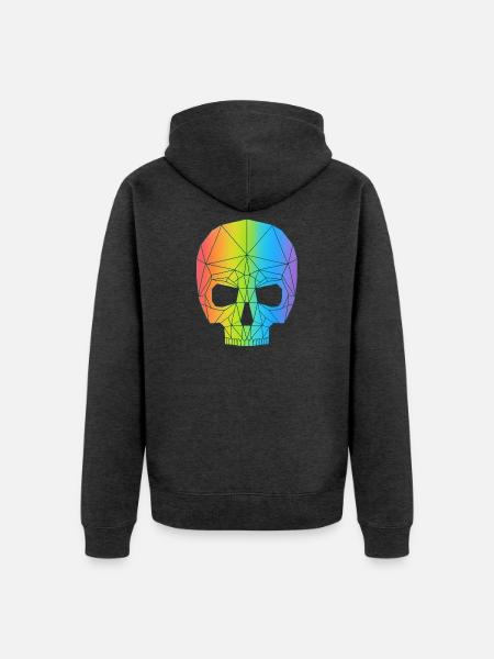 Schädel in Farbe - Unisex Premium Bio Zip Hoodie - Anthrazit meliert