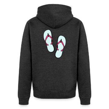 flip flops sommer beach strand party - Unisex Premium Bio Zip Hoodie - Anthrazit meliert - Hinten - Nico (187cm)