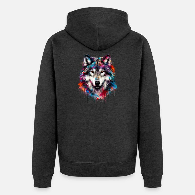 Loup - Veste à capuche bio Premium Unisexe - anthracite chiné