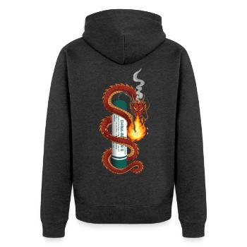 Pyro Dragon - Unisex Premium Organic Zip Hoodie - heather anthracite - Back - Nico (187cm)