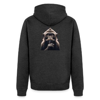 A Silent Monkey - Unisex Premium Organic Zip Hoodie - heather anthracite - Back - Nico (187cm)