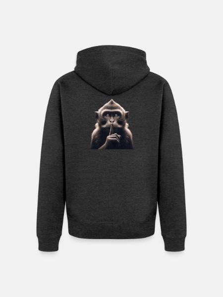 A Silent Monkey - Unisex Premium Organic Zip Hoodie - heather anthracite