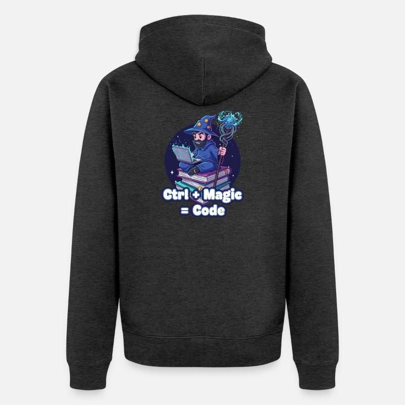 Ctrl Magic Code Wizard - Unisex Premium Organic Zip Hoodie - heather anthracite