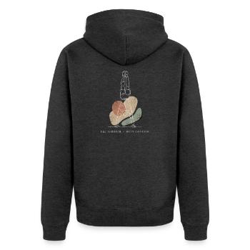 Fliessende Bewegung - Unisex Premium Bio Zip Hoodie - Anthrazit meliert - Hinten - Nico (187cm)