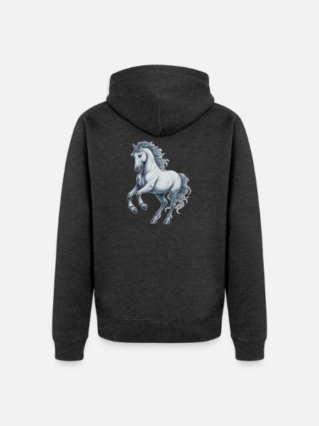 Pferd - Unisex Premium Bio Zip Hoodie - Anthrazit meliert