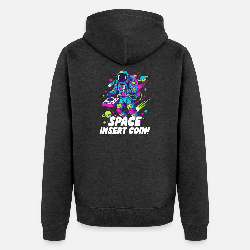 Pièce d’insertion spatiale - Veste à capuche bio Premium Unisexe - anthracite chiné