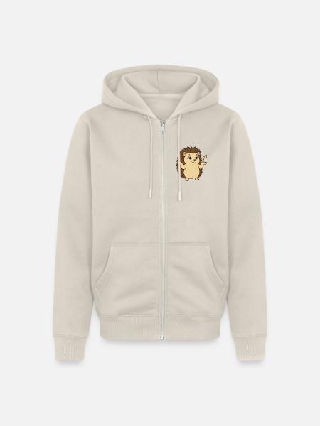 Igel Achselzucken Geste - Unisex Premium Bio Zip Hoodie - Beige