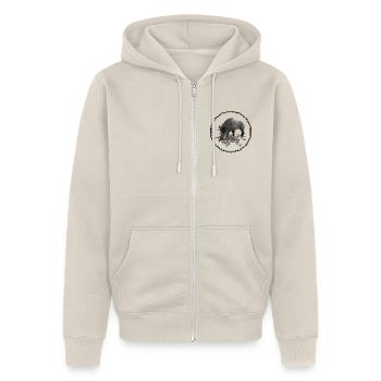 Wildschwein - Unisex Premium Bio Zip Hoodie - Beige - Vorne - Thijin (182cm) & Selfina (174cm)