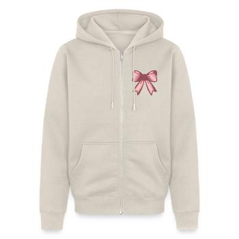 Haarschleife Schleife - Unisex Premium Bio Zip Hoodie - Beige - Vorne - Thijin (182cm) & Selfina (174cm)