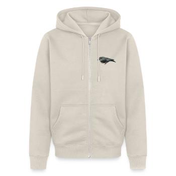 Trauerschnäpper - Unisex Premium Bio Zip Hoodie - Beige - Vorne - Thijin (182cm) & Selfina (174cm)