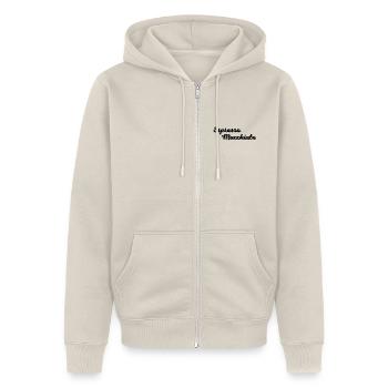 Espresso Macchiato - Unisex Premium Bio Zip Hoodie - Beige - Vorne - Thijin (182cm) & Selfina (174cm)