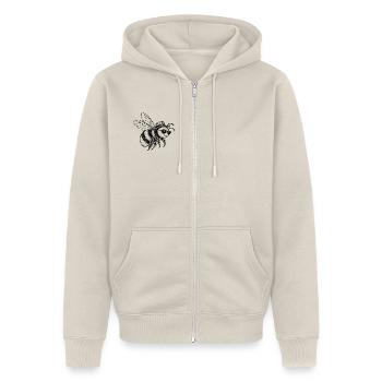 Vintage Hummel mit Sonnenbrille – Line Art - Unisex Premium Bio Zip Hoodie - Beige - Vorne - Thijin (182cm) & Selfina (174cm)