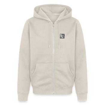 Asterix & Obelix Stickmotiv Miraculix - Unisex Premium Bio Zip Hoodie - Beige - Vorne - Thijin (182cm) & Selfina (174cm)