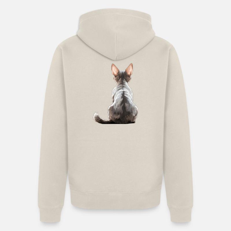 Chat Devon Rex - Veste à capuche bio Premium Unisexe - beige