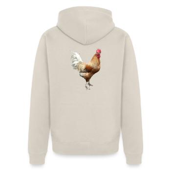 Hahn - Unisex Premium Bio Zip Hoodie - Beige - Hinten - Thijin (182cm)