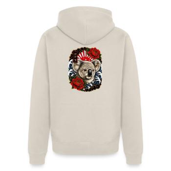 Koala im japanischen Irezumi Tattoo Stil - Unisex Premium Bio Zip Hoodie - Beige - Hinten - Thijin (182cm)
