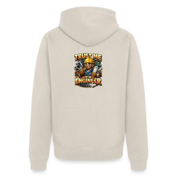 Glaub mir, ich bin Ingenieur, Mechaniker, Handwerker. Lustig. - Unisex Premium Bio Zip Hoodie - Beige - Hinten - Thijin (182cm)