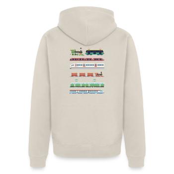Eisenbahn Zug Lokomotive Bahn Eisenbahnfan Motiv - Unisex Premium Bio Zip Hoodie - Beige - Hinten - Thijin (182cm)