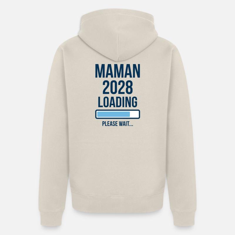 Annonce Grossesse Maman 2028 Loading - Veste à capuche bio Premium Unisexe - beige