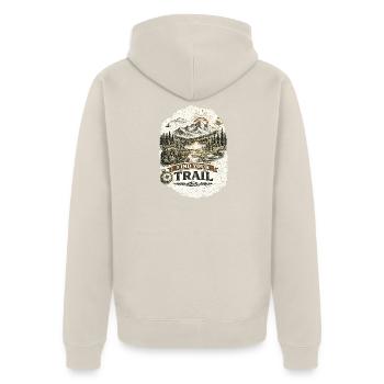 Find Your Trail | Hiking Design - Unisex Premium Bio Zip Hoodie - Beige - Hinten - Thijin (182cm)
